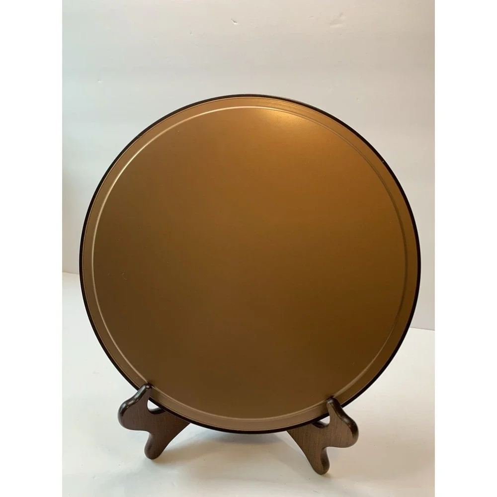 Vintage MCM Round Metal Tray‎ w/ Kitschy Victorian Print 10 3/4